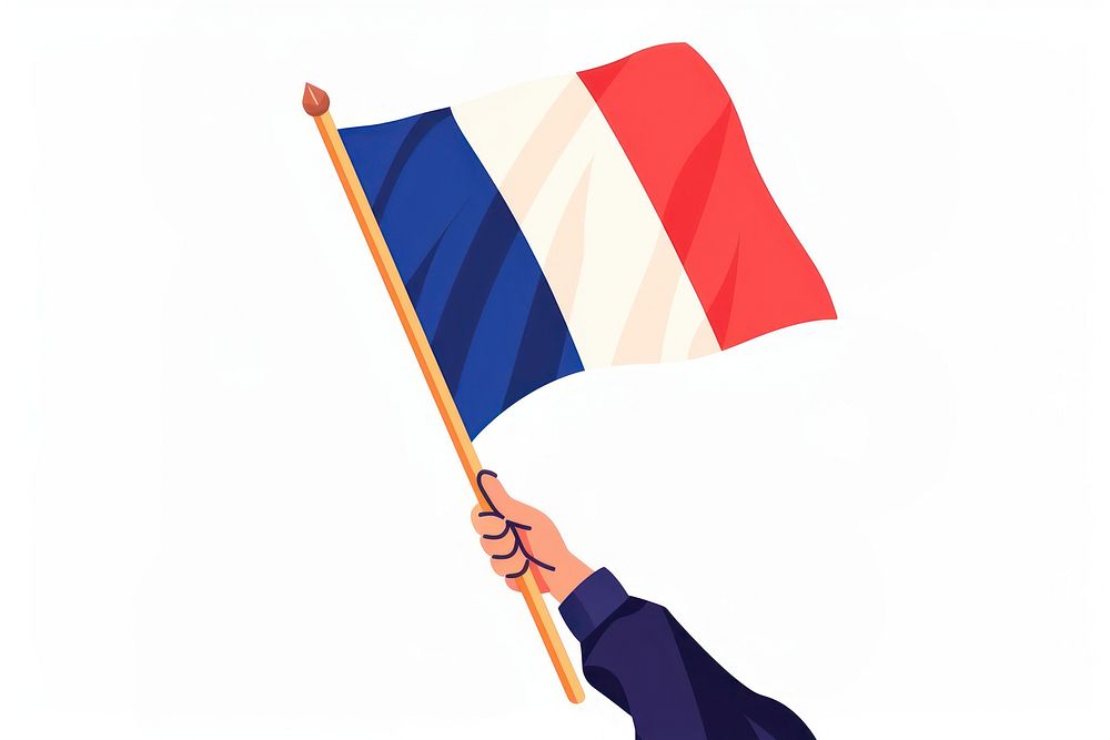Vector illustration of hand holding france flag.