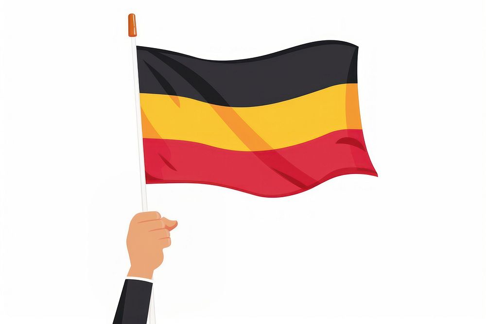 Vector illustration of hand holding germany flag belgium flag.