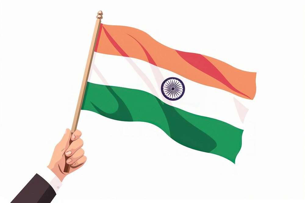 Vector illustration of hand holding hungary flag india flag.