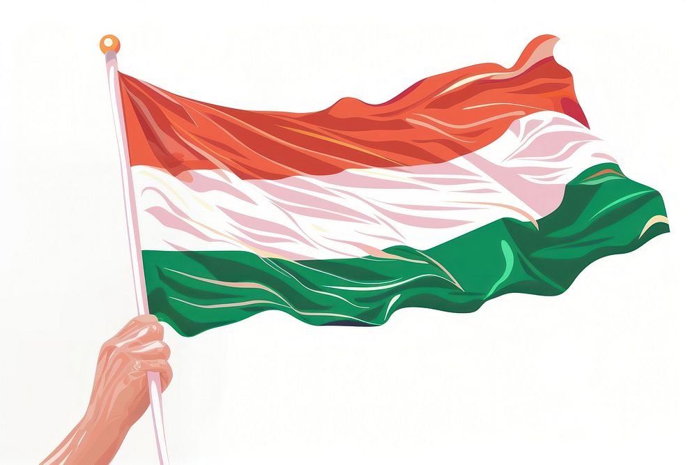 Vector illustration of hand holding hungary flag person human.