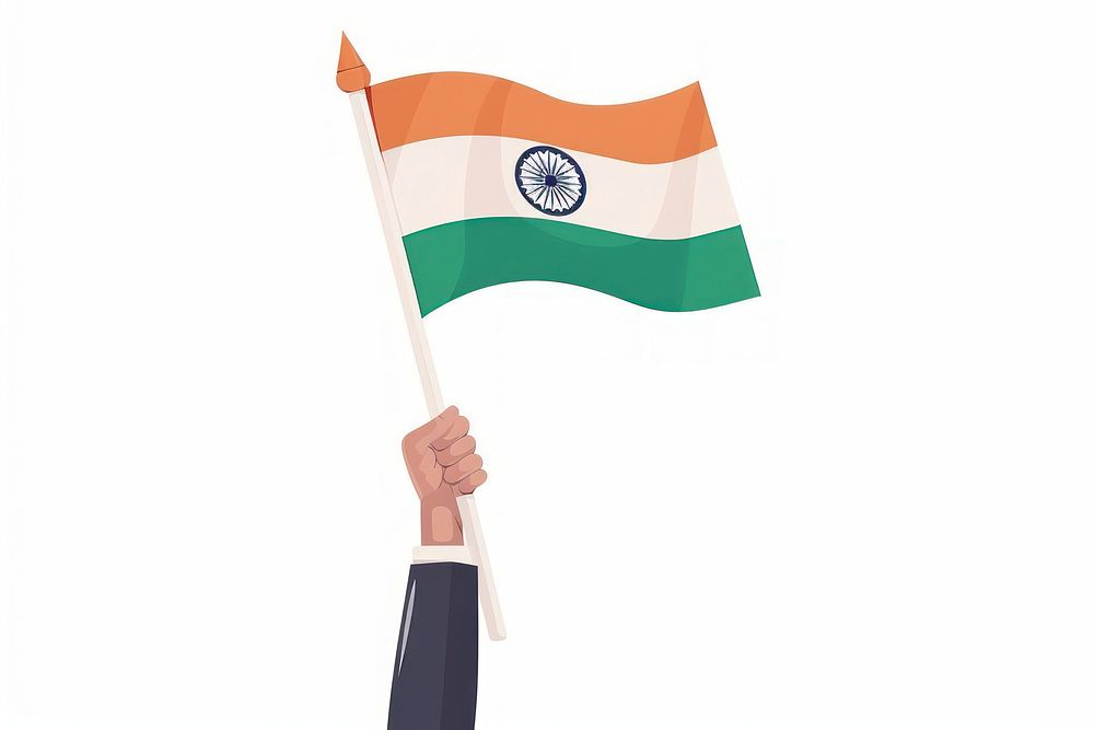 Vector illustration of hand holding india flag.