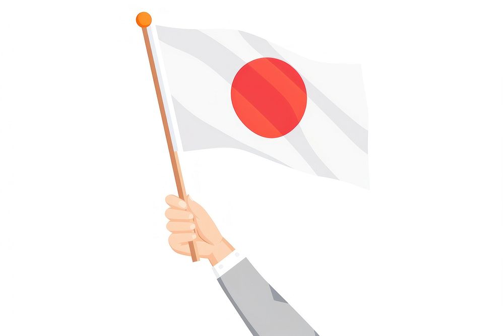 Vector illustration of hand holding japan flag.