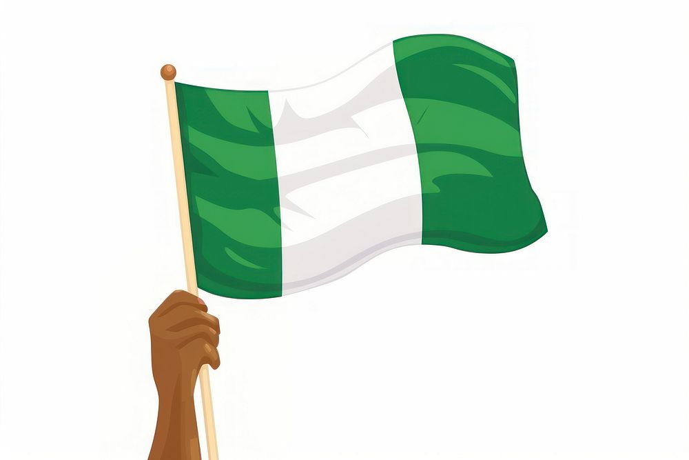 Vector illustration of hand holding nigeria flag.