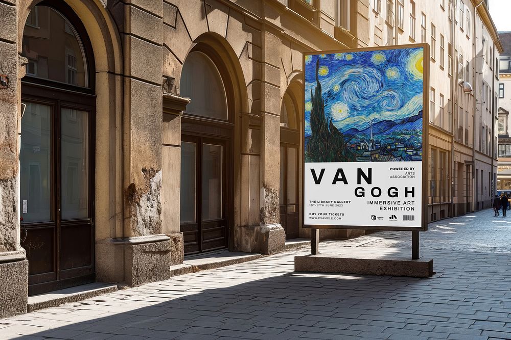 Art exhibition sign mockup psd