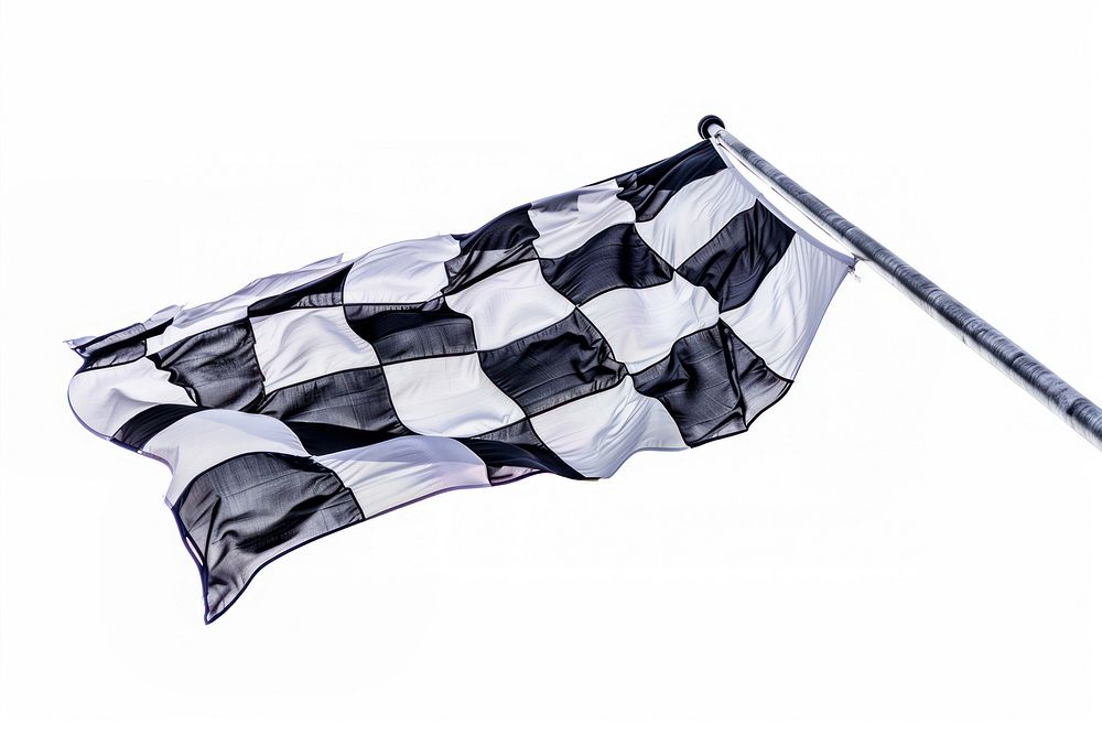 Checkered black and white flag on the wind person human.