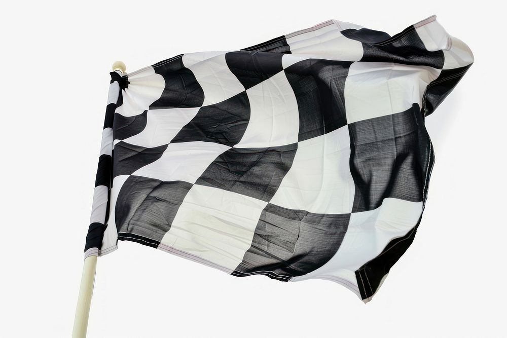 Checkered black and white flag on the wind diaper.
