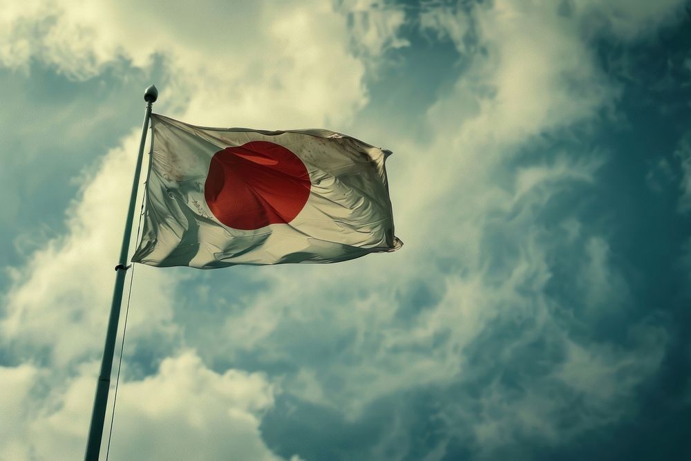 Japan flag in the sky.