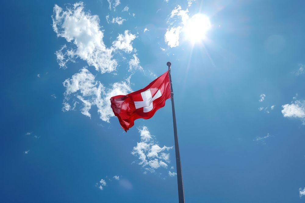Switzerland flag in the sky.