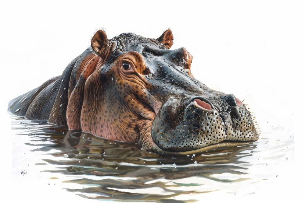 Hippopotamus in water wildlife animal mammal.