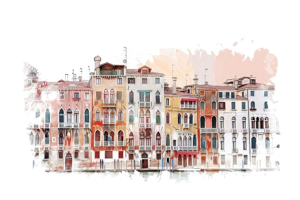 Venice architecture painting neighborhood illustrated.