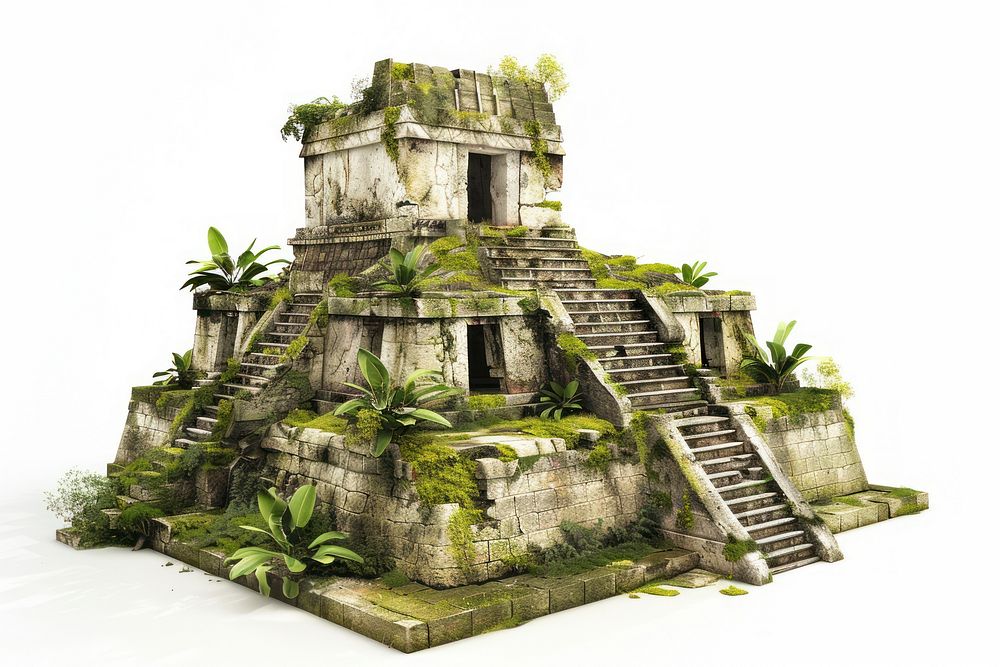 Tikal ruins architecture vegetation staircase.