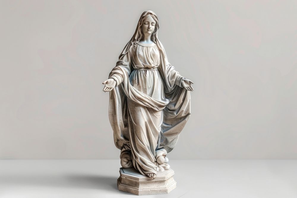 Mother mary statue sculpture figurine clothing.
