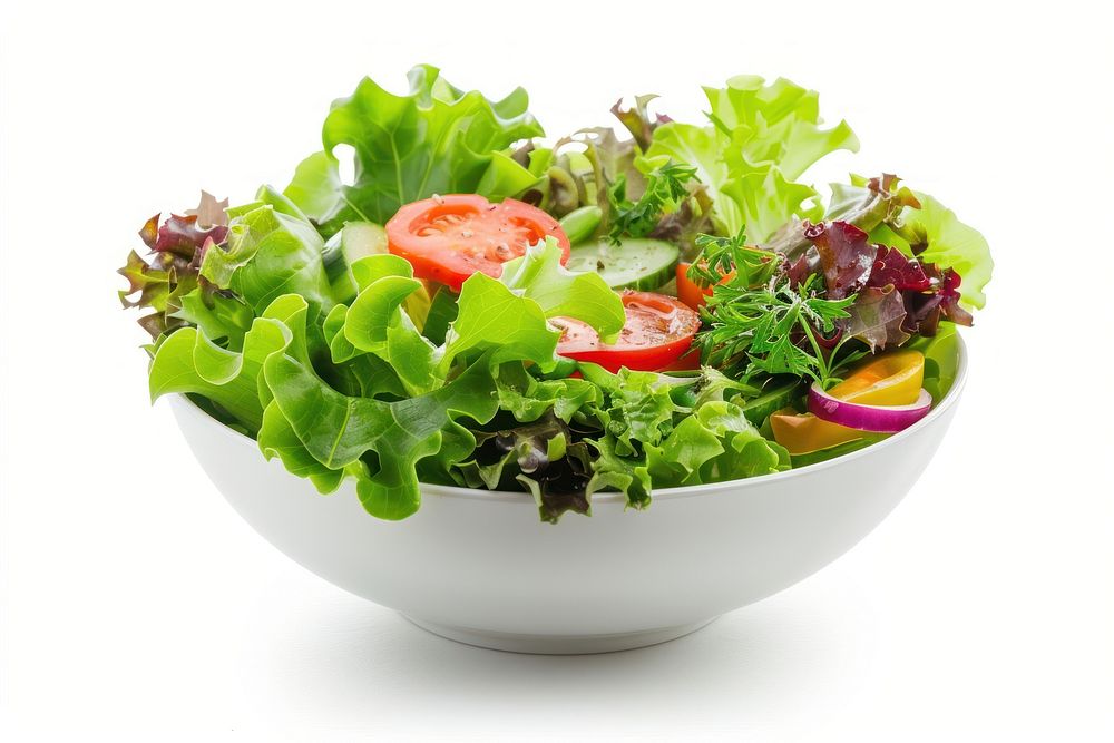 A salad bowl vegetable lettuce produce.