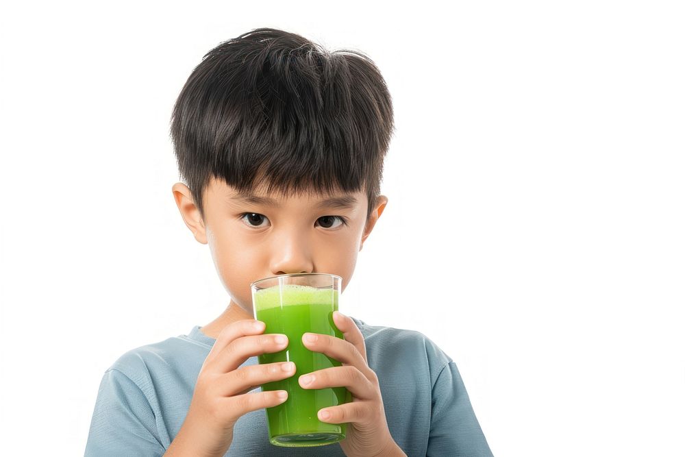 Asian boy drinking green juice beverage alcohol person.