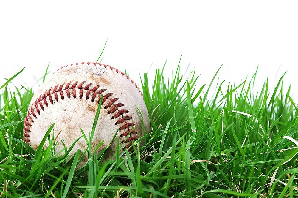Baseball on green grass softball clothing apparel.