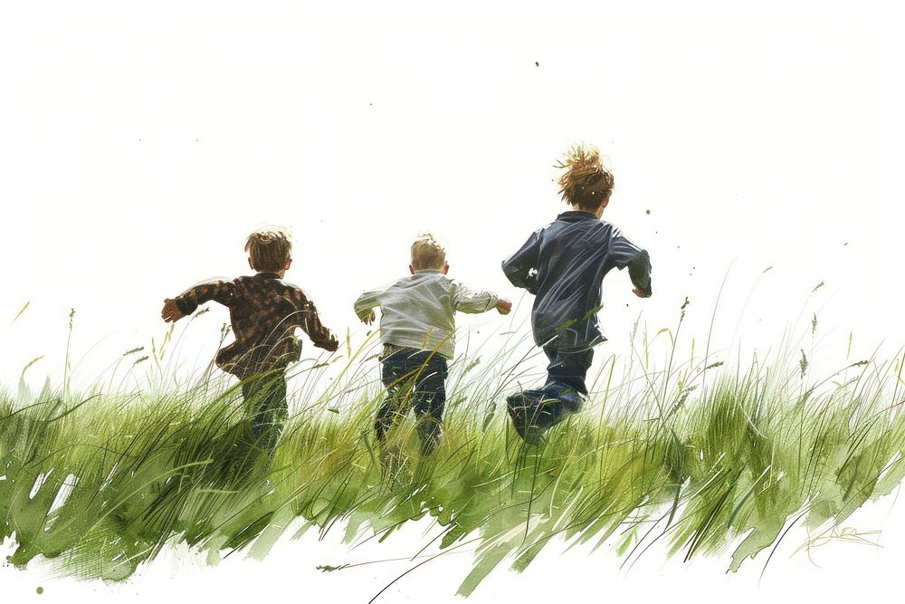 Children running through green grass photo photography accessories.
