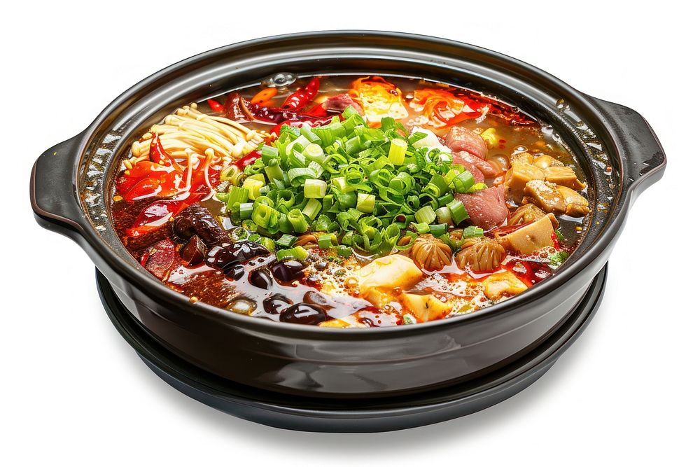Chinese spicy hot pot cookware dish food.