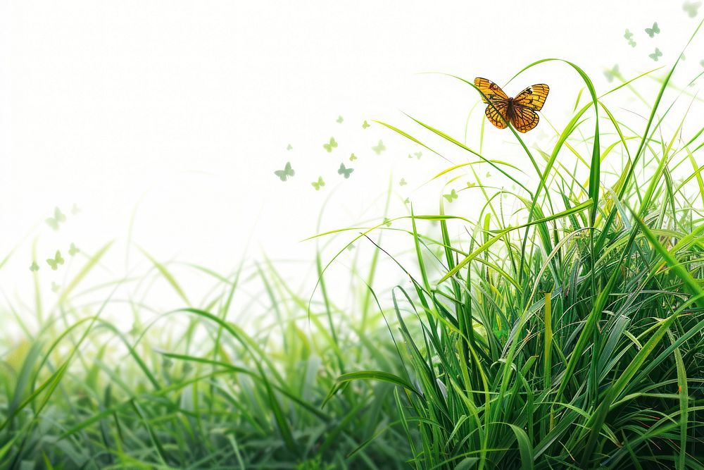 Green grass butterfly invertebrate vegetation.