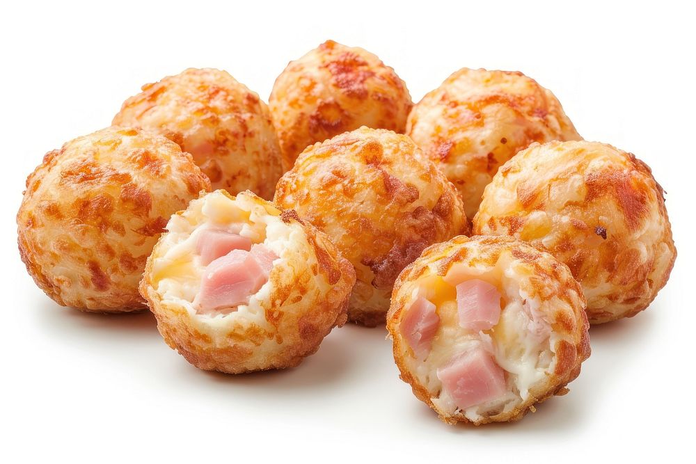 Ham and cheese puffs meatball bread food.