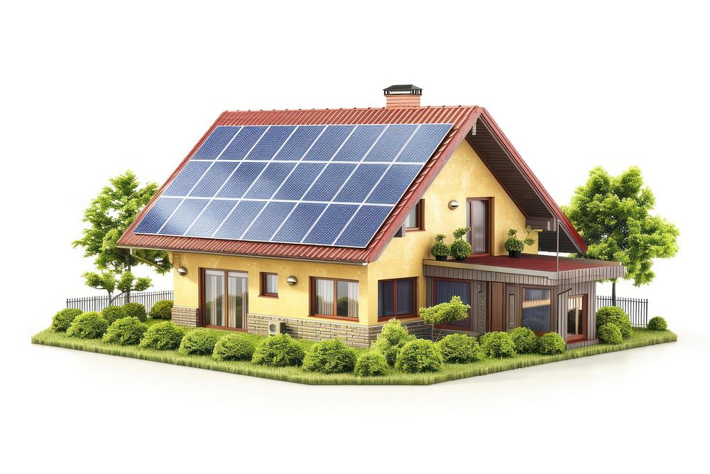 Home solar cell outdoors plant grass.