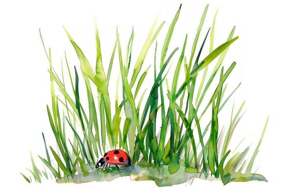 Green grass with lady bug water invertebrate aquatic.