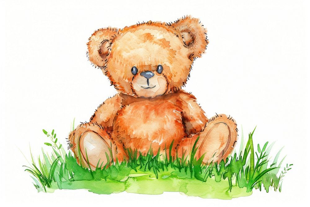 Teddy bear on green grass wildlife animal mammal.