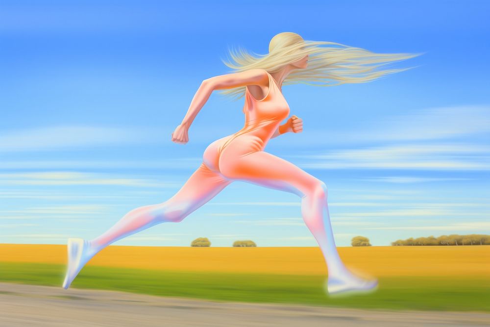 Woman running recreation outdoors dancing.