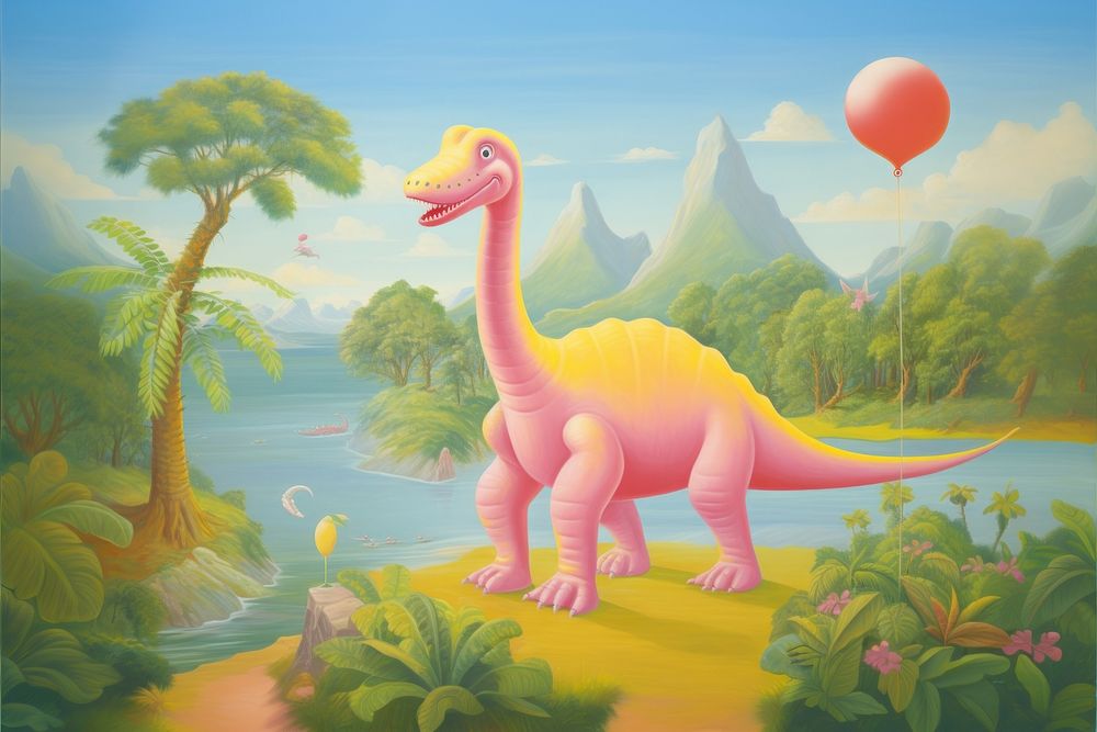 Dinosaur in jungle balloon reptile animal.