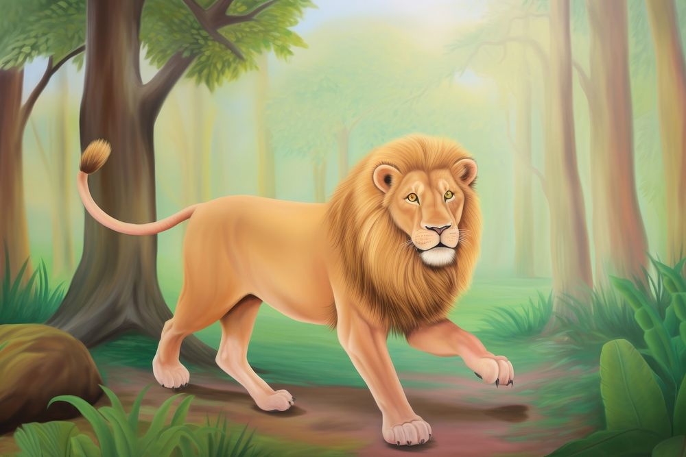 Lion in jungle wildlife animal mammal.
