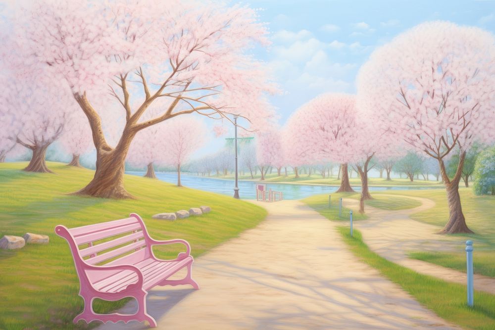 Sakura park furniture landscape outdoors.