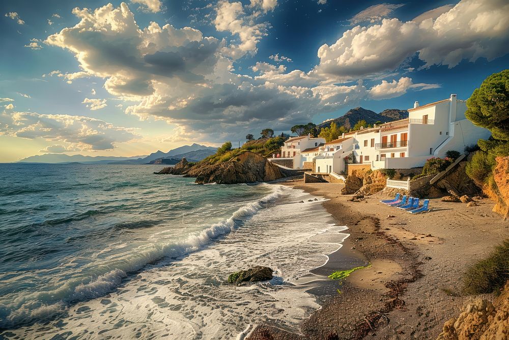 Spain beach waterfront shoreline.