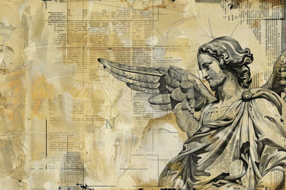 Jesus flying ephemera border drawing angel paper.