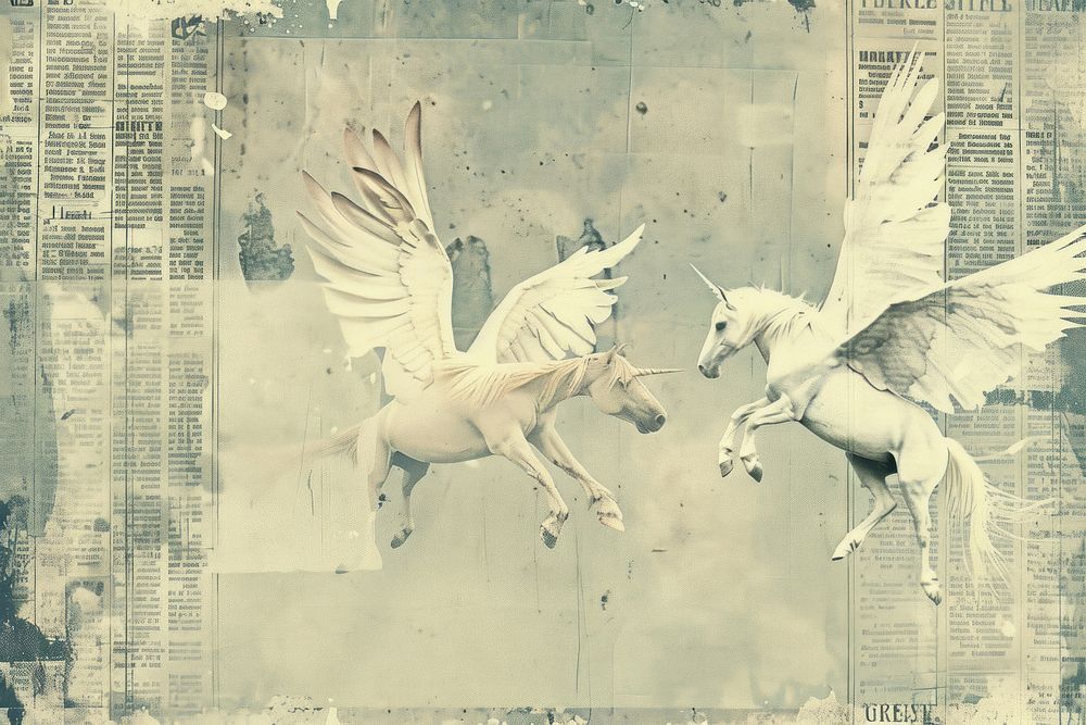 Unicorns flying ephemera border backgrounds animal mammal.