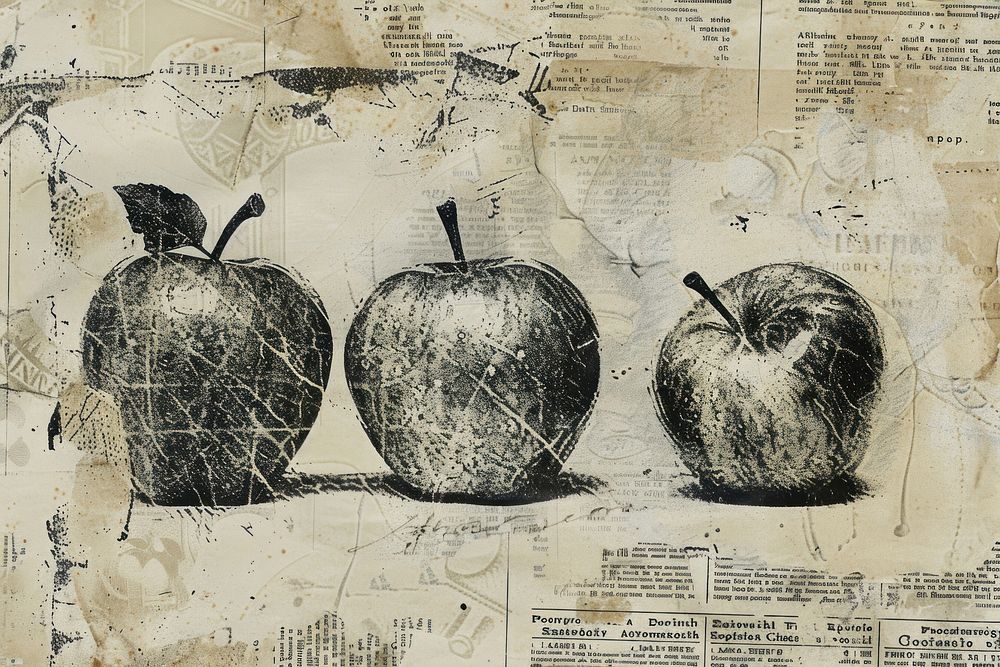 Apples ephemera border drawing fruit paper.