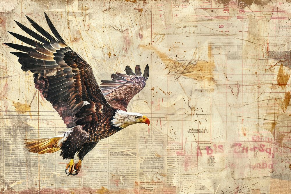 Usa eagle ephemera border painting animal paper.