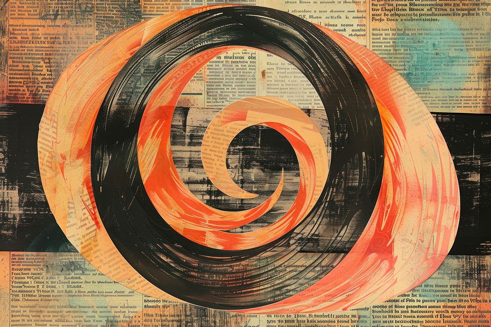 Spiral infinity pattern colorful retro ephemera border painting drawing art.