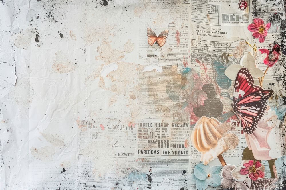 Ice cream shopephemera border collage backgrounds paper.
