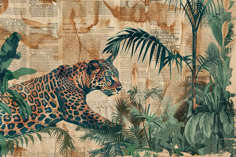 Abstract cartoon jungle pantha ephemera border backgrounds wildlife outdoors.