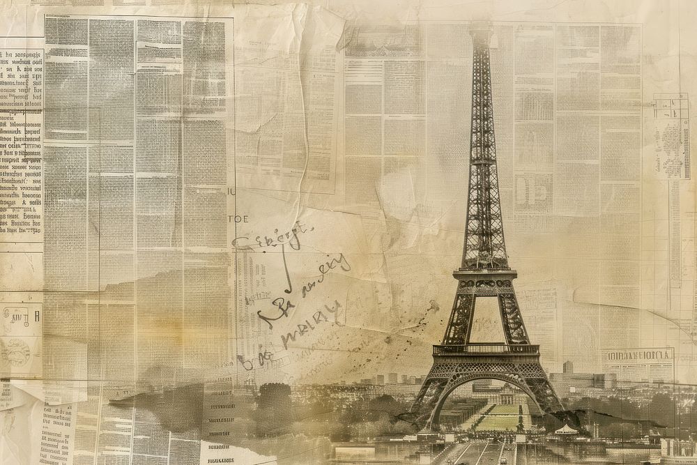 Paris ephemera border architecture drawing paper.
