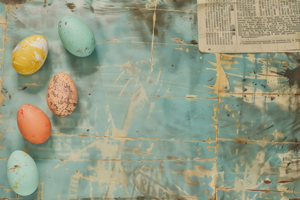 Easter scene ephemera border backgrounds egg turquoise.