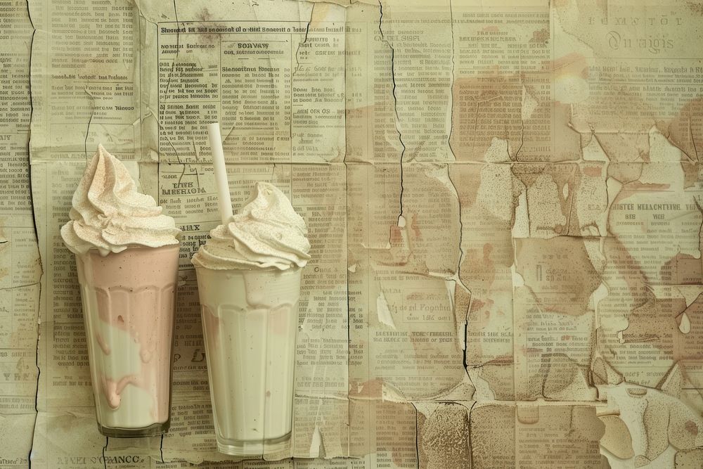 Vintage milkshakes ephemera border paper text refreshment.