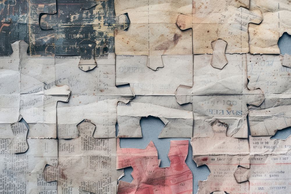 Puzzle pieces ephemera border backgrounds collage paper.