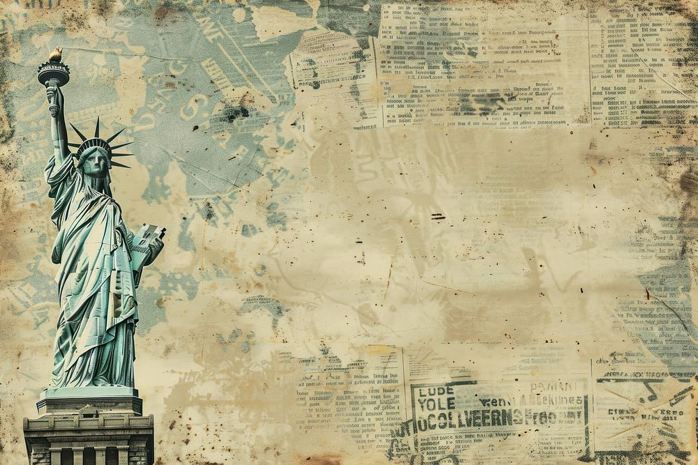Statue of liberty ephemera border backgrounds paper text.