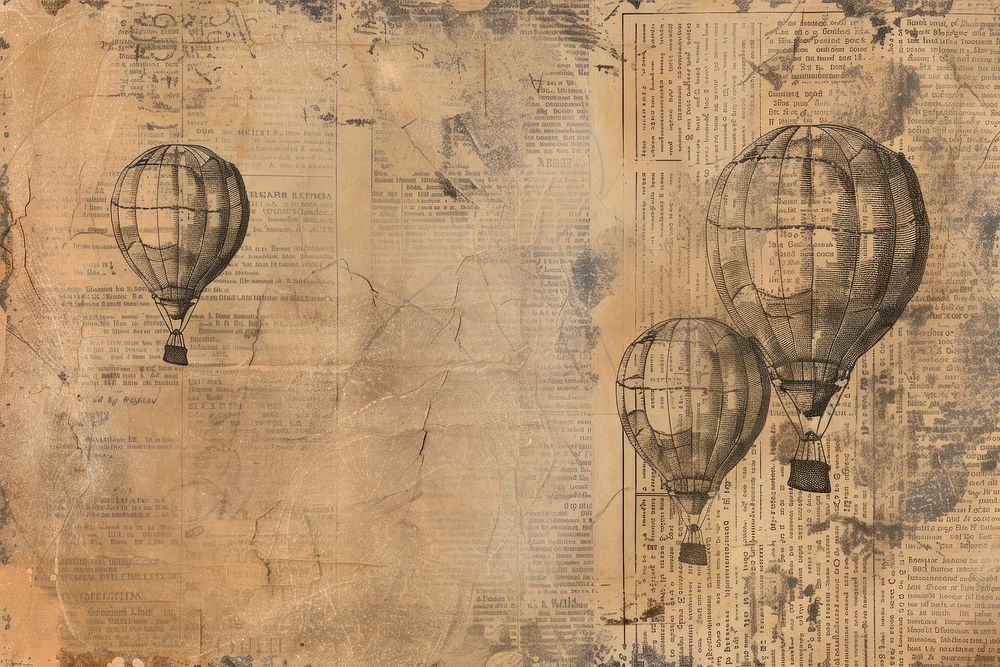 Hot air balloons ephemera border backgrounds aircraft drawing.