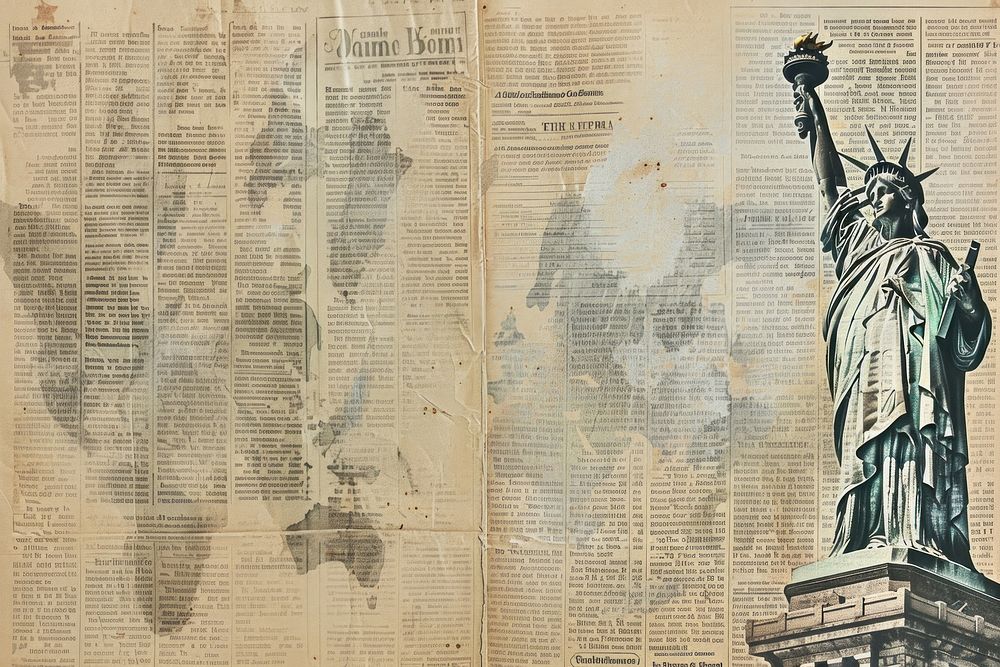 Statue of liberty ephemera border text backgrounds newspaper.