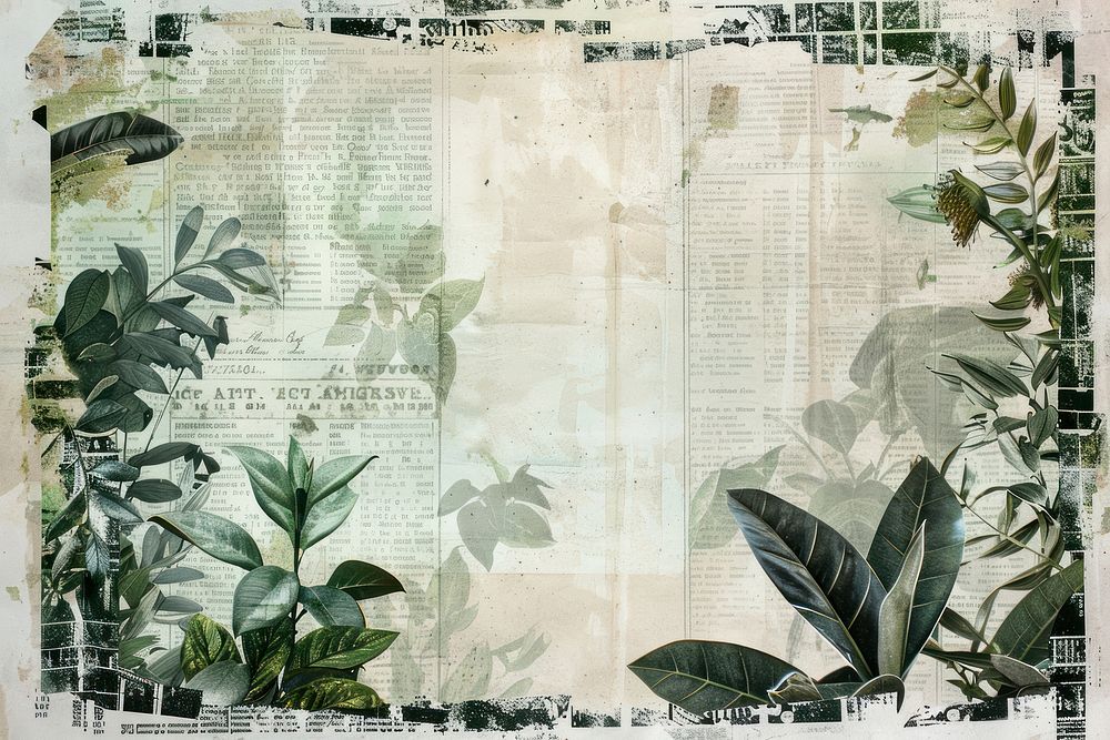 Jungle scene ephemera border backgrounds newspaper collage.