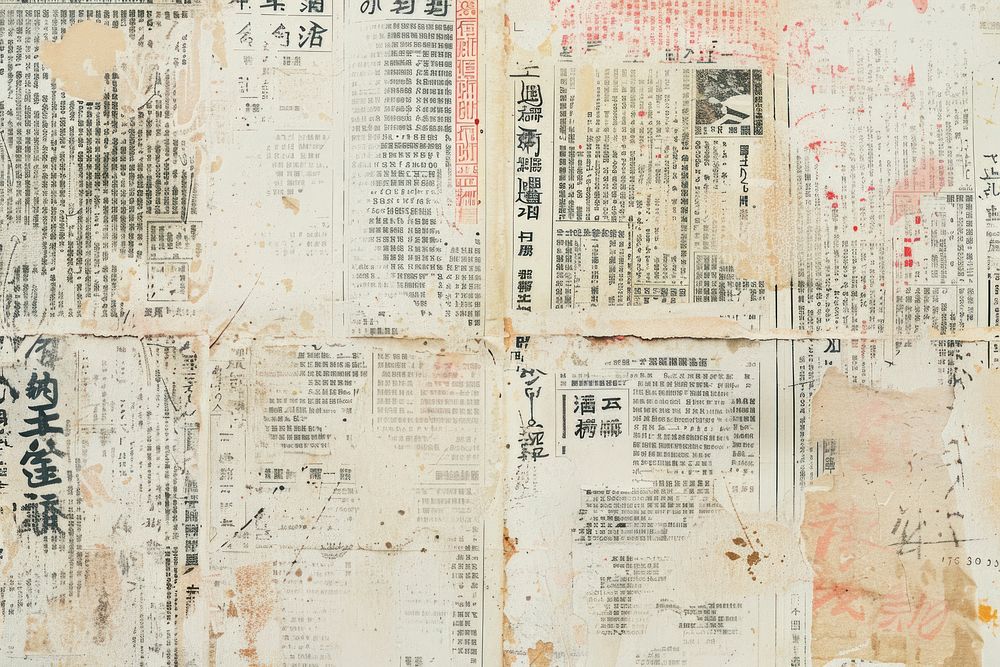 Japanese kanji ephemera border newspaper text backgrounds.