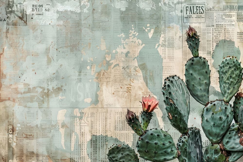 Cactus desert ephemera border backgrounds plant text.