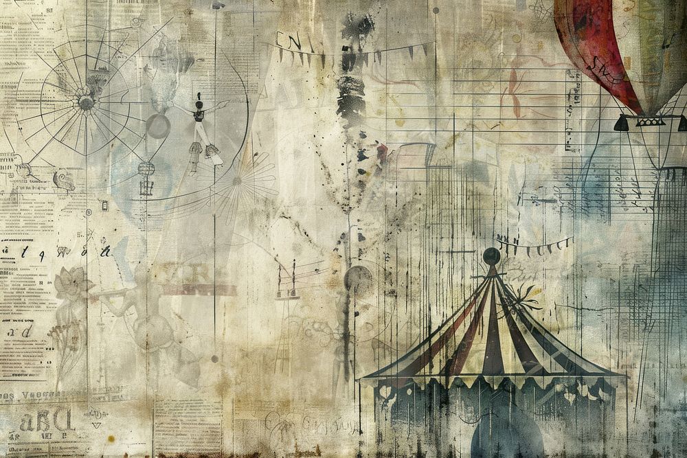 Circus tent ephemera border backgrounds texture paper.