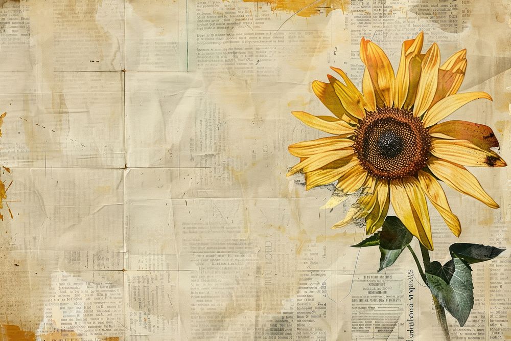Watercolor sunflower ephemera border backgrounds plant paper.